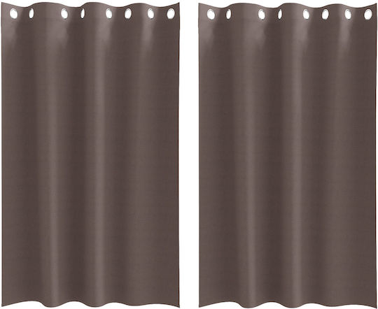 vidaXL Set Perdele Cu Capse Pentru Fereastră Maro 140x175cm vidaXL Set Perdele Cu Capse Pentru Fereastră Maro 140x175cm