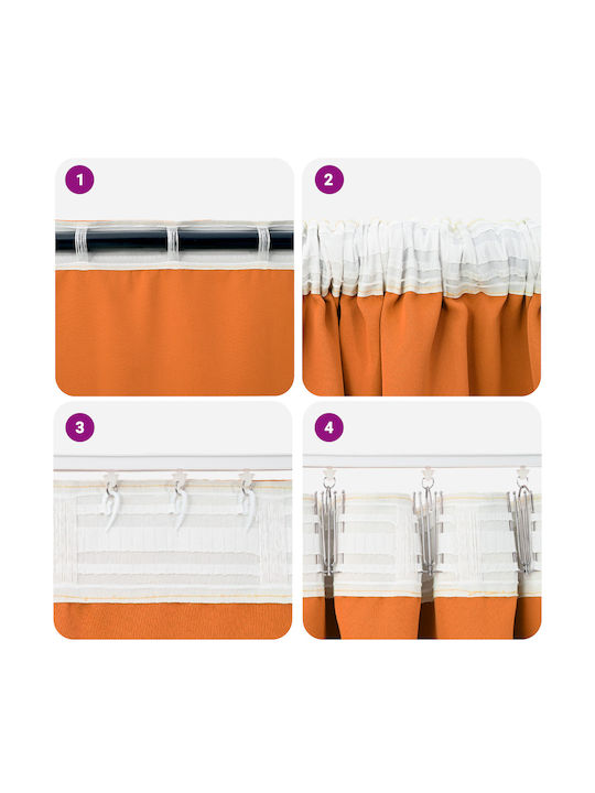 vidaXL Set Of Orange Window Curtains With Pencil Pleat 140x140cm