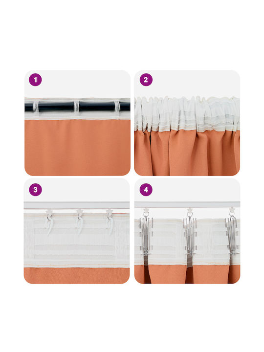 vidaXL Set Perdele Cu Coafură Portocalii 140x260 cm
