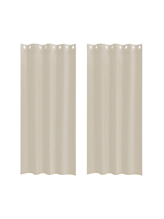 vidaXL Curtain Set With Beige Grommets 140x245cm
