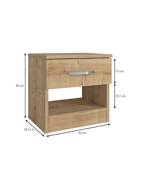 Wooden Bedside Table Oak 40x28.2x40cm