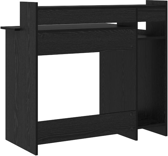 Lumarko Wooden Desk Black Oak with Metal Legs LED and USB Ports 97x45x90cm