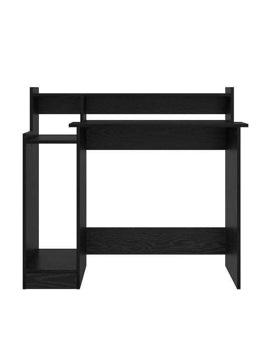 Schreibtisch Lumarko Holz Schwarz Eiche mit Metallbeinen LED und USB Anschlüssen 97x45x90cm