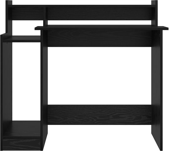 Lumarko Wooden Desk Black Oak with Metal Legs LED and USB Ports 97x45x90cm