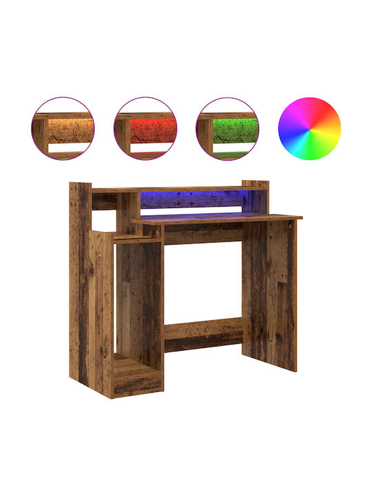 Electric Desk Lumarko Wooden Old Wood with Metal Legs Adjustable Height with LED and USB Ports 97x45x90cm
