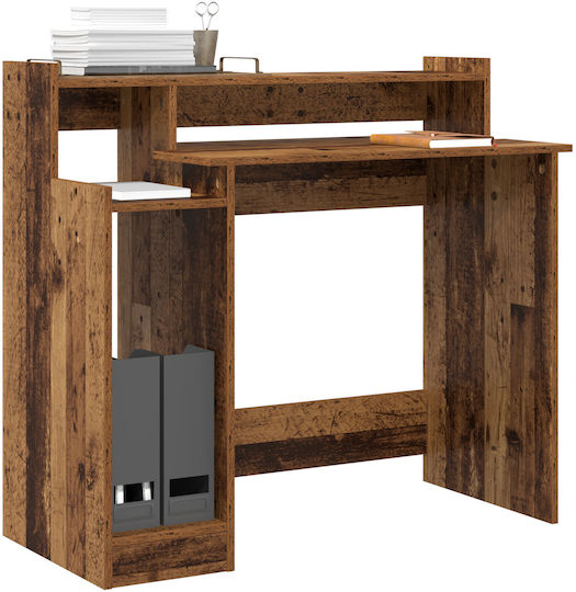Electric Desk Lumarko Wooden Old Wood with Metal Legs Adjustable Height with LED and USB Ports 97x45x90cm