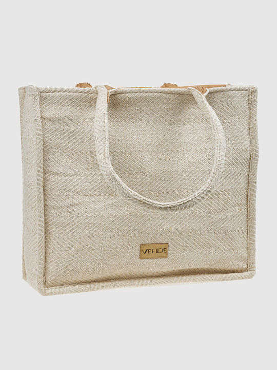 Verde Stoff Strandtasche Beige