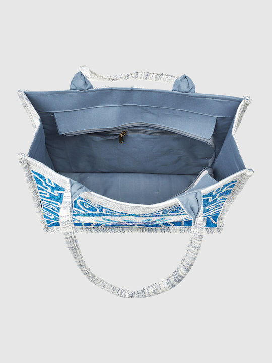 Verde Fabric Beach Bag Blue