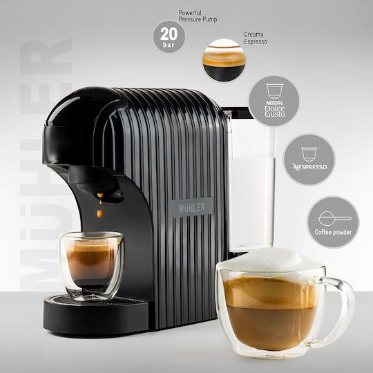 Muhler Pod Coffee Machine Nespresso Pressure 20bar Black