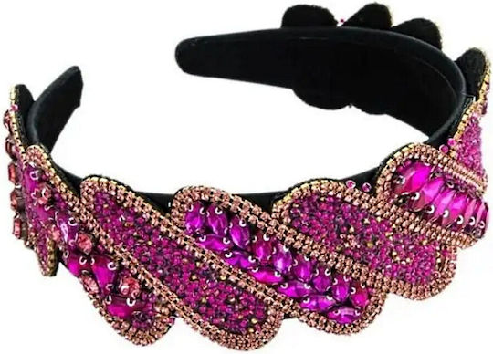 Retro Rhinestones Hair Headband Pink