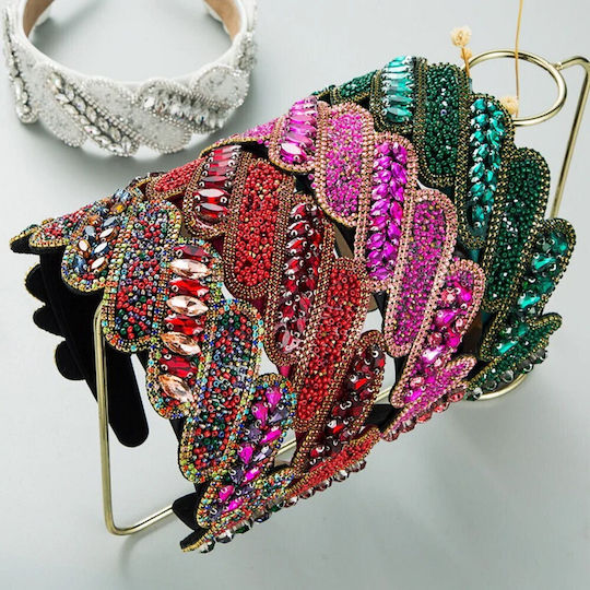 Retro Rhinestones Hair Headband Pink