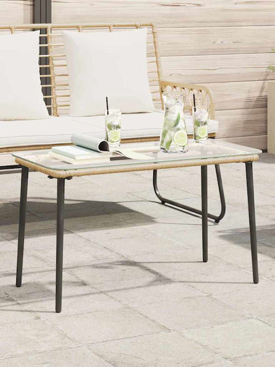 Sitting Room Outdoor Free Standing Rattan Table Natural 80x40x45cm