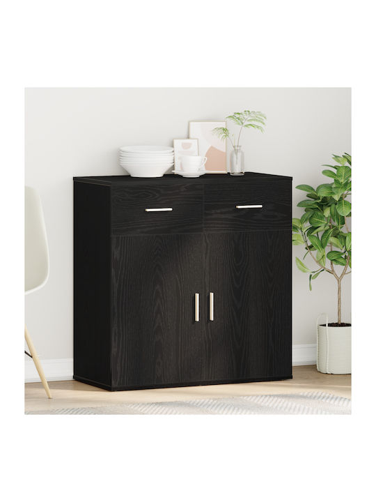 Sideboard Wooden with Drawers Black Oak 79x38x80cm