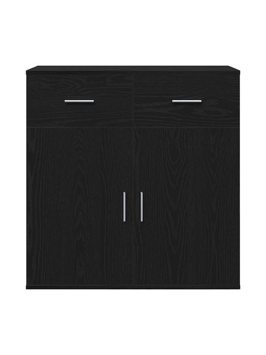 Sideboard Wooden with Drawers Black Oak 79x38x80cm
