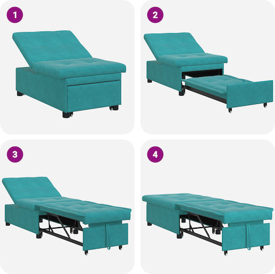 Relaxsessel Samt Turquoise 191x67x82cm
