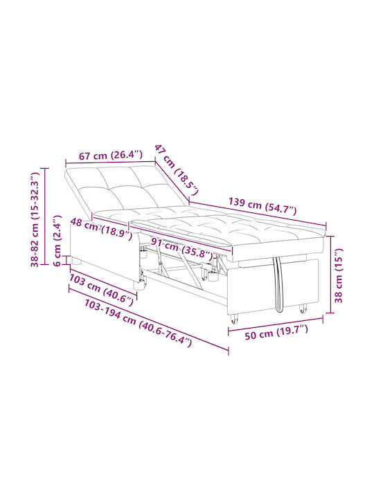 Relax Armchair Turquoise 191x67x82cm