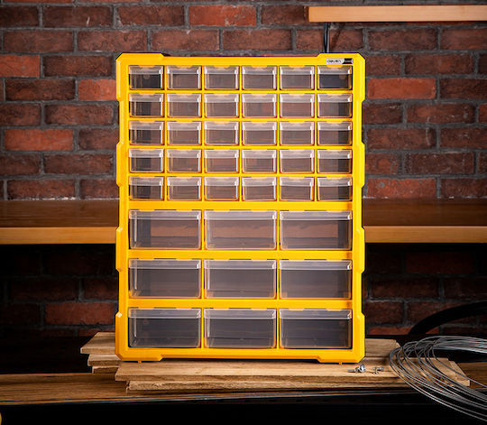 Deli Tool Compartment Organiser 39 Slot Yellow 38x16x47.5cm