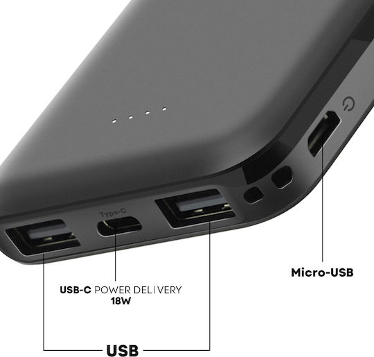 Akashi Power Bank 5000mAh с 2 USB-A порта и USB-C порт Черен