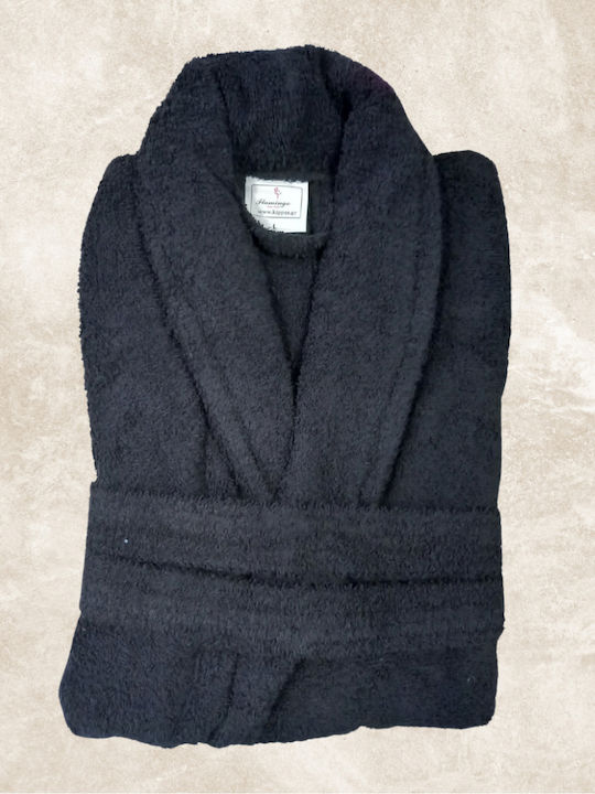 Flamingo Fresh Bathrobe with Collar Black 450gr/m²
