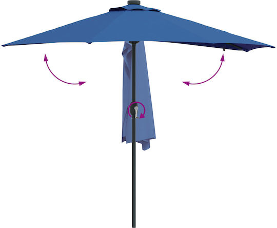 Umbrelă Din aluminiu Albastru cu Iluminare LED 2.23x2.23m