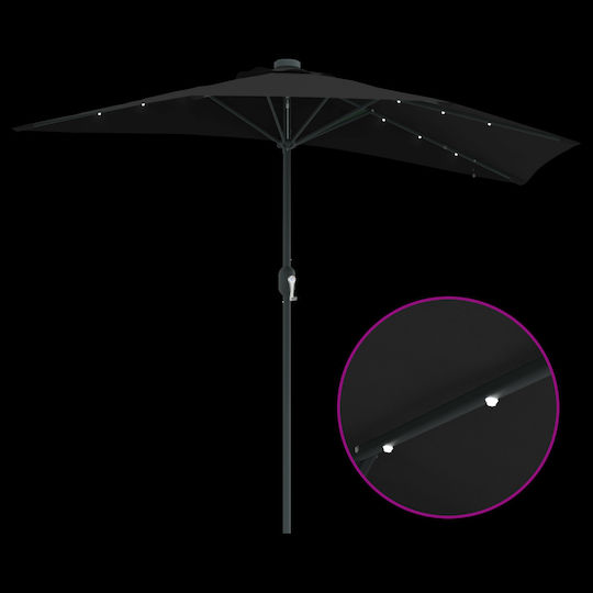 Hanging Aluminum Black Parasol 2.23x2.23xH2.23m