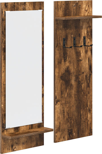 Entry Furniture with Mirror & Hanger Chocolate Oak 70x10x90cm Entry Furniture with Mirror & Hanger Chocolate Oak 70x10x90cm