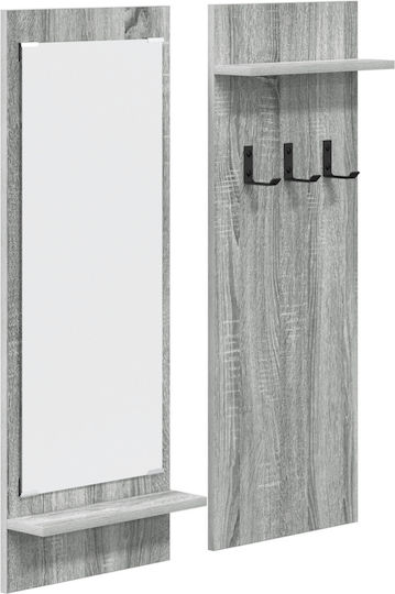 Entry Furniture with Mirror & Hanger Sonoma Gray 70x10x90cm Entry Furniture with Mirror & Hanger Sonoma Gray 70x10x90cm