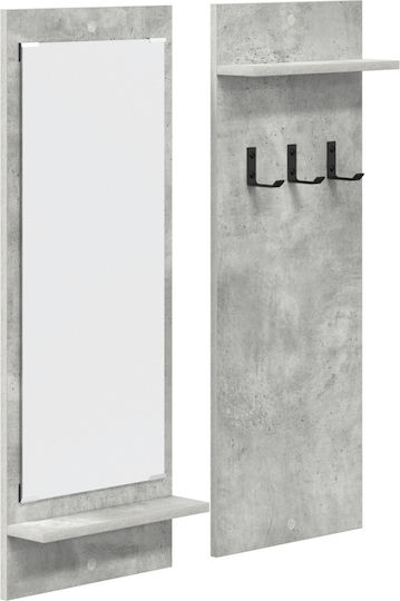 Entry Furniture with Mirror & Hanger Concrete Grey 70x10x90cm Entry Furniture with Mirror & Hanger Concrete Grey 70x10x90cm