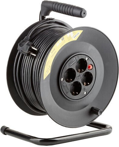 Technik Extension Reel Cord 3 x 1mm²/50m Black