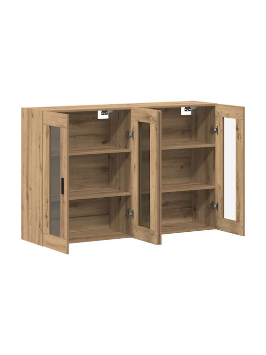 Wall Living Room Display Cabinet made of Particleboard with Glass Artisan Oak 69.5x34x90cm