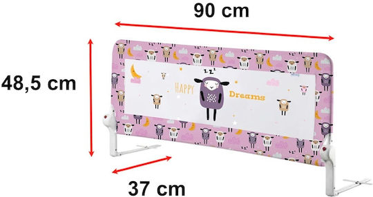 Guimo Klappbar Bettschutzgitter für das Bett aus Stoff in Rosa Farbe 1Stück