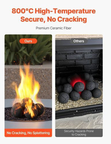 Vevor 12.5 Cm 6 Pcs Ceramic Fire Balls Round Fire Stones Reusable Lava Rocks