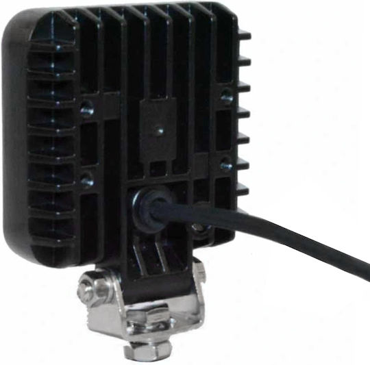 LED Square Waterproof Car Headlight 12v-24v 15w 30 SMD 11cm Black