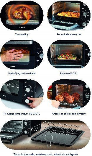 MPM Ηλεκτρικό Φουρνάκι 35lt Χωρίς Εστίες Μαύρο
