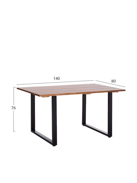 Friggo Table Dining Room from Solid Wood & Metal Acacia 140x80x76cm