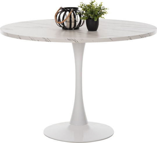 Rollo Round Table Dining Room Wooden with Metal Frame White 60x60x74cm