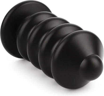 Mr Steel Ass Blaster Premium Aluminium Ribbed Anal Plug Extra Stimulation Medium Black