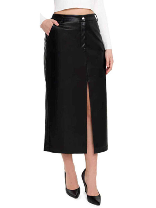 Δερμάτινη Midi Φούστα Black