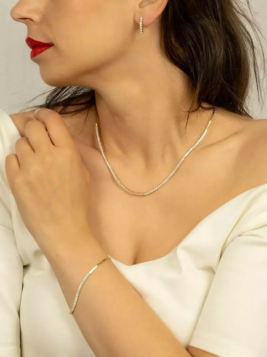 Set with Necklace , Earrings & Bracelet from Gold 9K with Stones