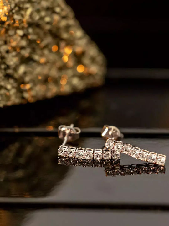 Set with Necklace , Earrings & Bracelet from White Gold 9K with Stones