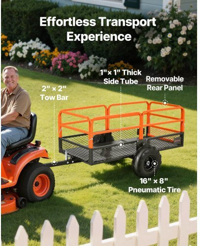 Vevor Dump Trailer 1600 Lbs 22 Cu Ft Tow Behind Steel Garden Yard Trailer Cart