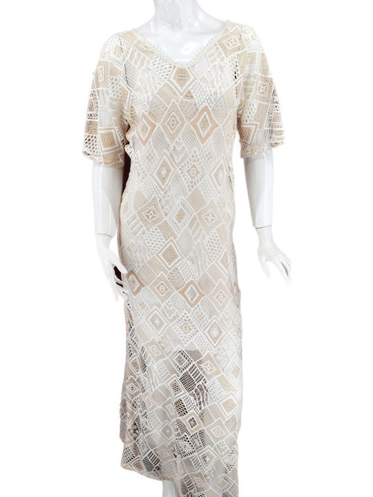 Sommer Maxi Damenkleid Für Hochzeit - Taufe Mit Spitze Weiß