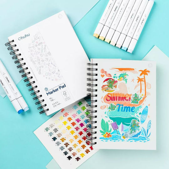 Sketchbook Ohuhu Double Sided Bleedproof Art Spiral 60 Sheets 216x140mm 83000-47