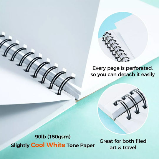 Sketchbook Ohuhu Double Sided Bleedproof Art Spiral 60 Sheets 216x140mm 83000-47