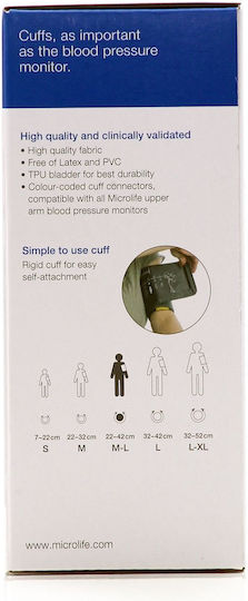 Microlife Wide Range Conical Rigid Cuff 1pc Grey Blood Pressure Monitor Cuff for Adults M-l