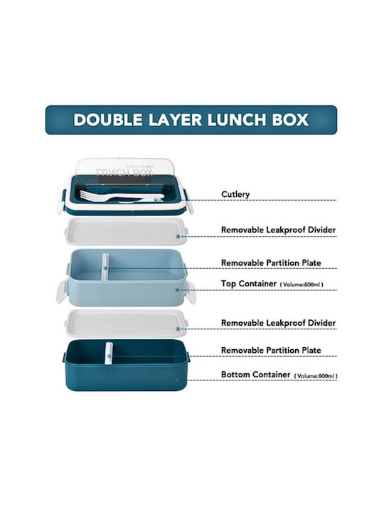 Uncle George Microwave Plastic Lunch Box Blue 1600ml