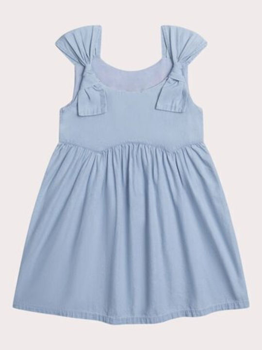 Garden Children's Dress Sleeveless Denim Floral Blue