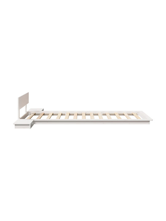 Ein Einzelbett Aus Holz Weiß mit Lattenrost für Matratze 90x190cm