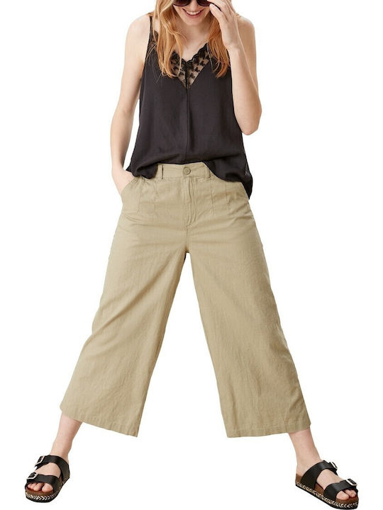 Damen Stoff Capri Hose Green