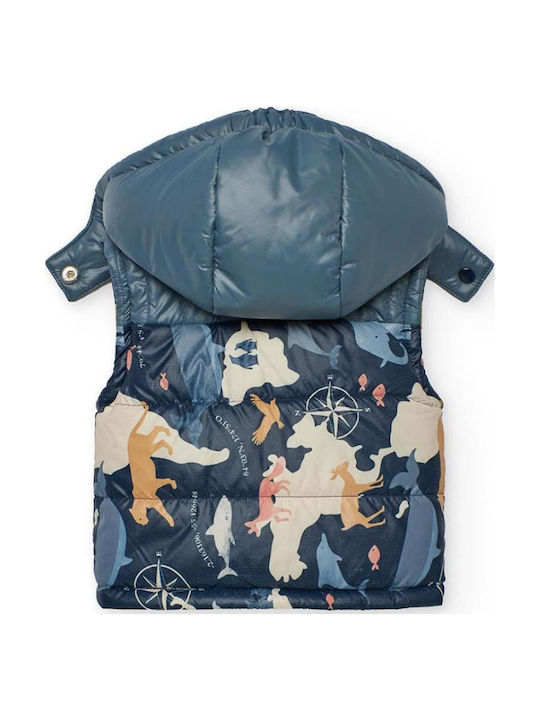Kids' Coat Sleeveless Double Sided with Hood Navy
